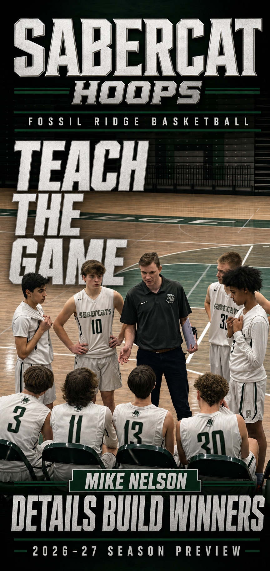 SaberCat Hoops magazine cover featuring Coach Mike Nelson