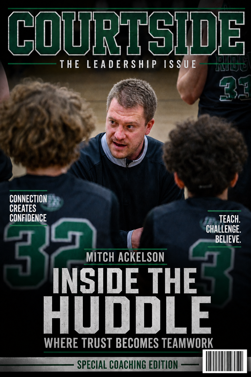 Courtside magazine cover featuring Coach Mitch Ackelson