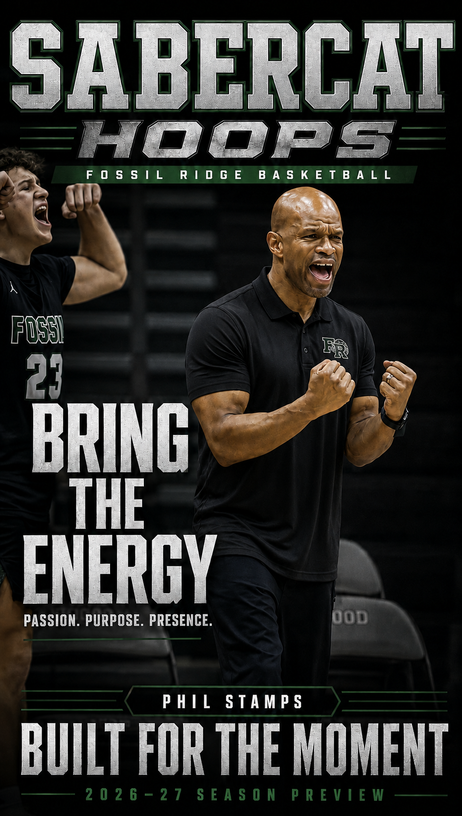 SaberCat Hoops magazine cover featuring Coach Phil Stamps